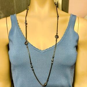 Designer Vintage Sterling/18k Necklace with gem stones.